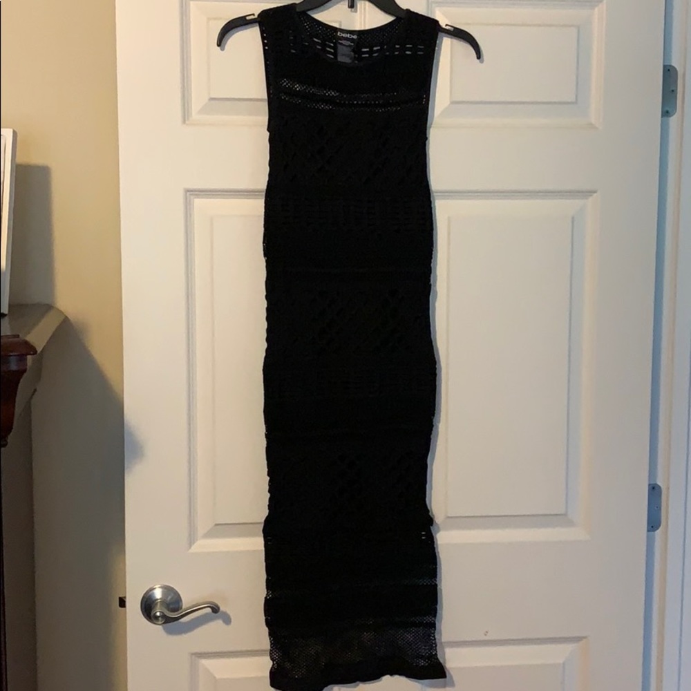 Bebe black crochet dress med/large